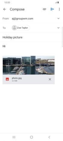Press the send icon when you've finished your email message.