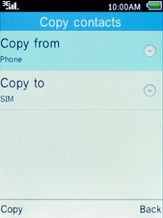 Select Copy from and press the Left selection key.