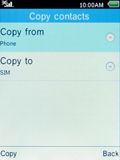 Select Copy from and press the Left selection key.