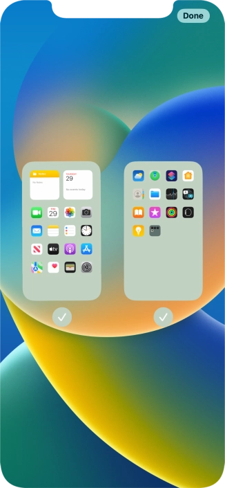 Press the fields below the required home screens to select or deselect them.