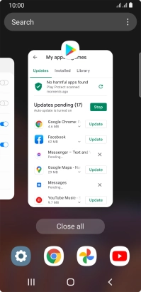 To end one running application, slide your finger upwards on the required application.