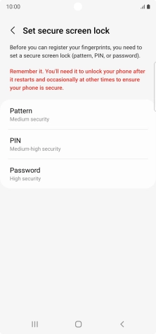 Press the required phone lock code and follow the instructions on the screen to create an additional phone lock code.