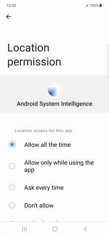 Press the required setting.