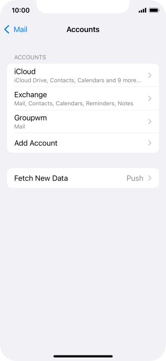 Press the name of the email account you've just set up.
