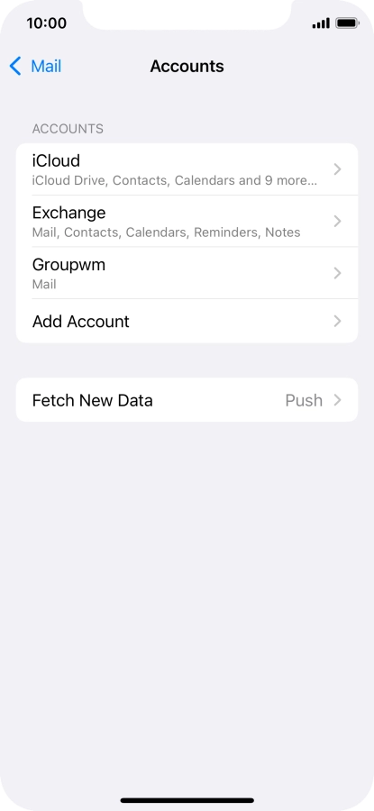Press the name of the email account you've just set up.
