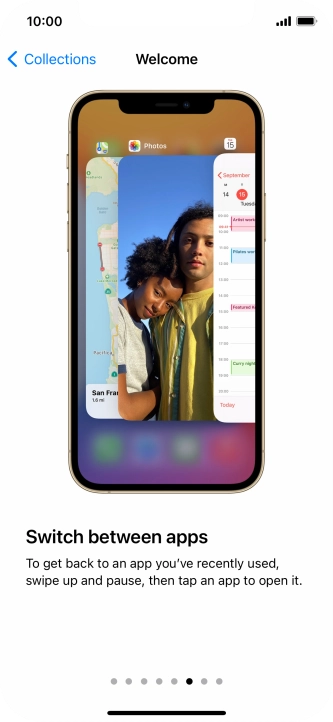 Slide your finger upwards starting from the bottom of the screen to return to the home screen.