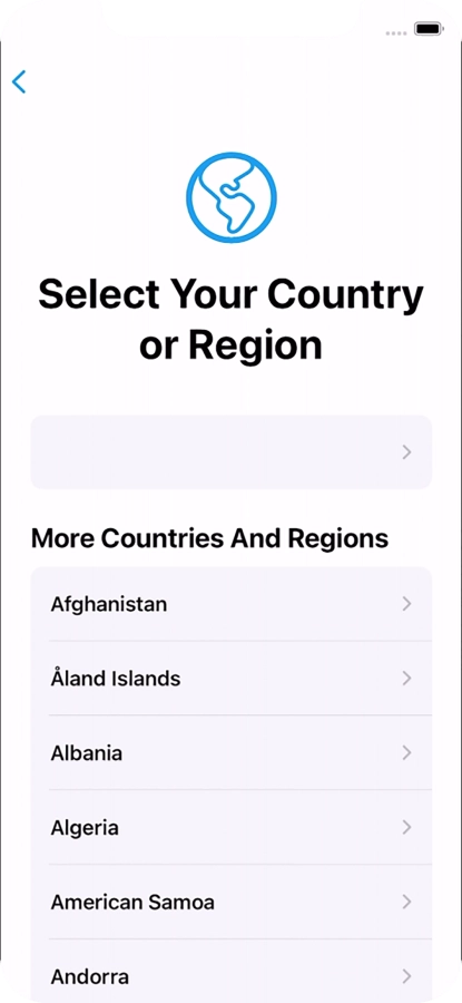 Press the required country or area.