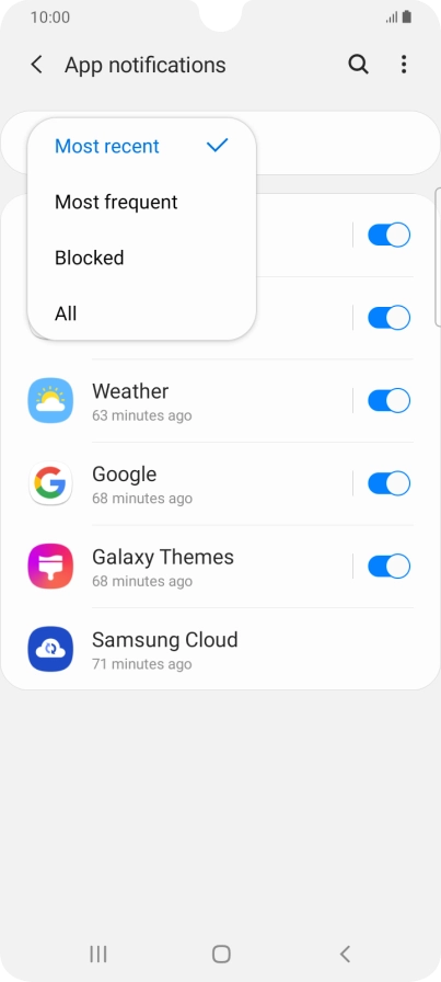 Press the required setting.