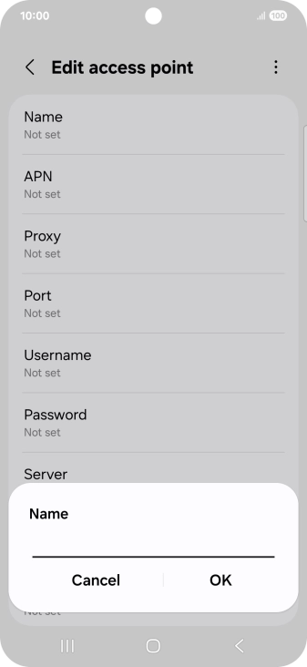 Key in Vodafone Internet and press OK.