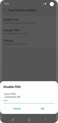 Key in your PIN2 and press OK.