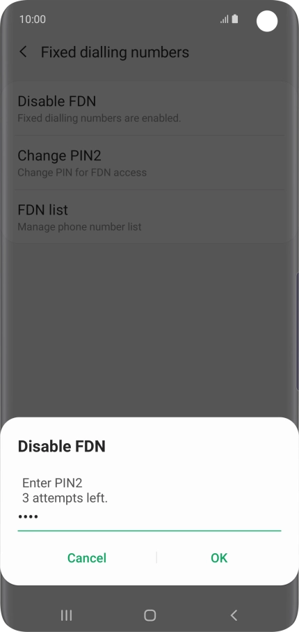 Key in your PIN2 and press OK.