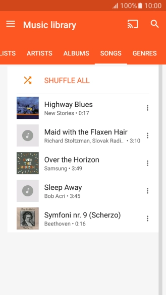 Press the required audio file.