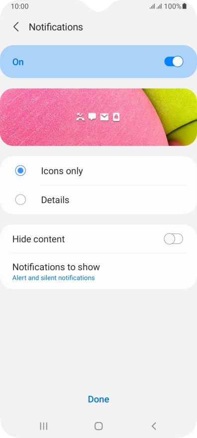 Press the required settings to turn them on or off.