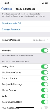 Press Turn Passcode Off and key in the phone lock code.