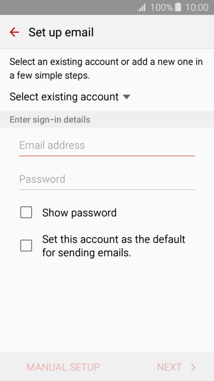 Press Email address and key in your email address.