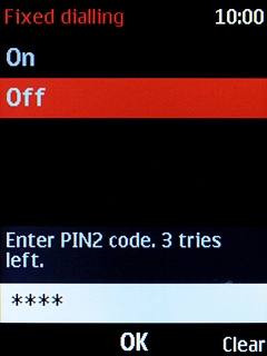 Key in the PIN2 and press the Navigation key.