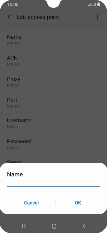 Key in Vodafone Internet and press OK.