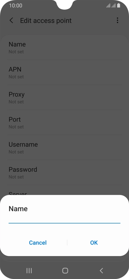 Key in Vodafone Internet and press OK.