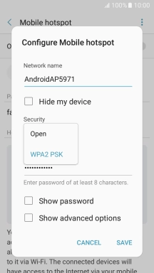 Press WPA2 PSK to password protect your Wi-Fi hotspot.
