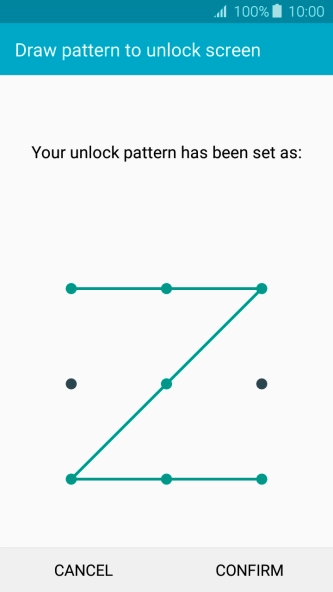 Repeat the selected phone lock code and press CONFIRM. Repeat the selected phone lock code and press CONFIRM.