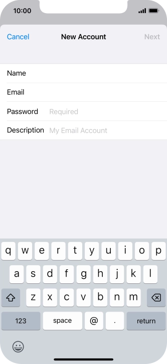 Press Password and key in the password for your email account.