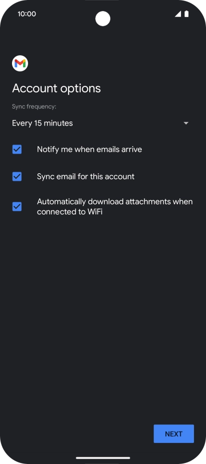 If this screen is displayed, you email account has been recognised and set up automatically. Follow the instructions on the screen to key in more information and finish setting up your email account.