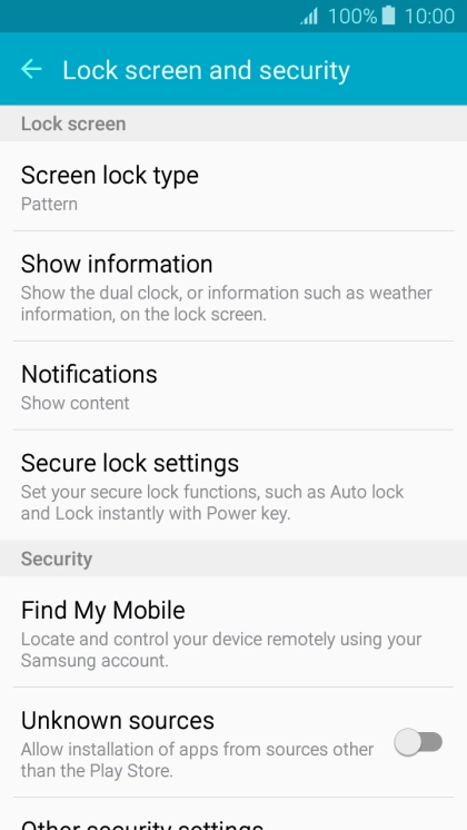 Press Screen lock type and key in the current phone lock code. Press Screen lock type and key in the current phone lock code.