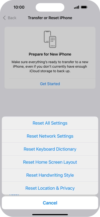 Press Reset All Settings.