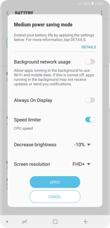 Press APPLY to turn on the function. Press APPLY to turn on the function.