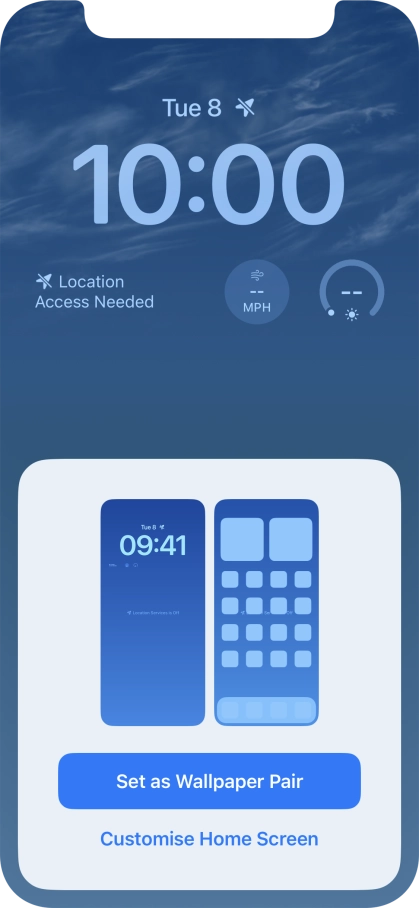 To use the same colour theme on the home screen, press Set as Wallpaper Pair. To use the same colour theme on the home screen, press Set as Wallpaper Pair.