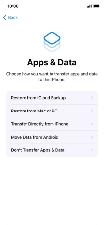 Press Don't Transfer Apps & Data and follow the instructions on the screen to finish the activation.