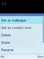 Select Share and press the Left selection key.