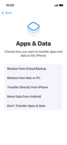Press Don't Transfer Apps & Data and follow the instructions on the screen to finish the activation.