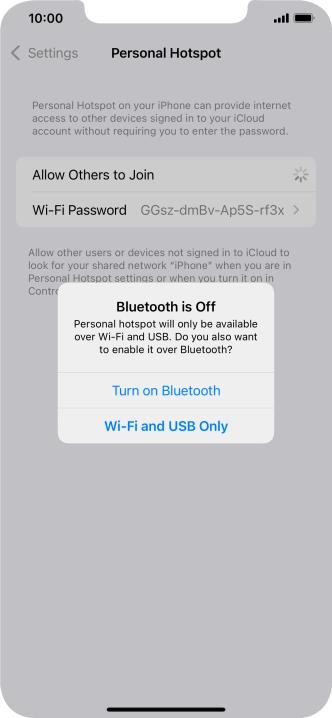 If Wi-Fi is turned on, press Wi-Fi and USB Only.