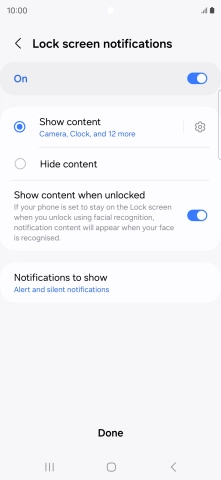 Press the required settings to turn them on or off.