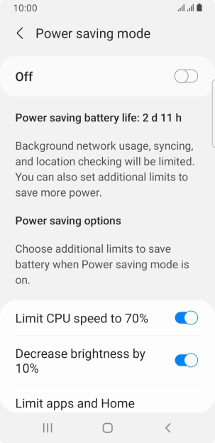 Press the indicators next to the required settings.