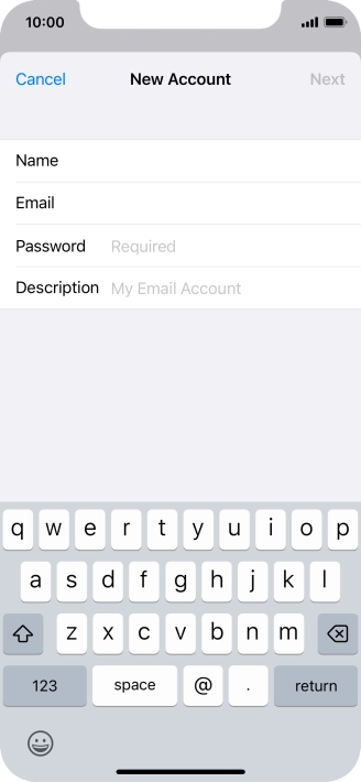 Press Password and key in the password for your email account.