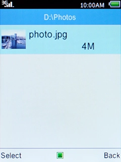 Select the required picture and press the Left selection key.