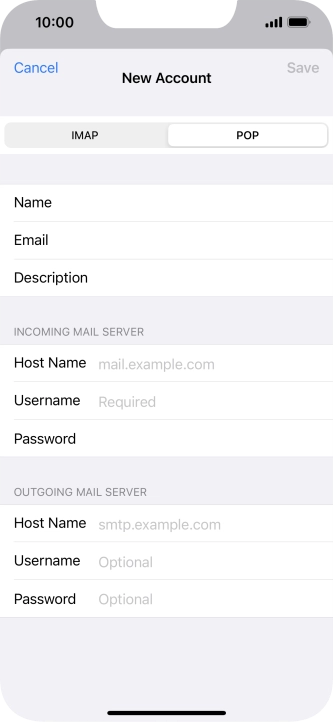 Press Host Name and key in the name of your email provider's incoming server.