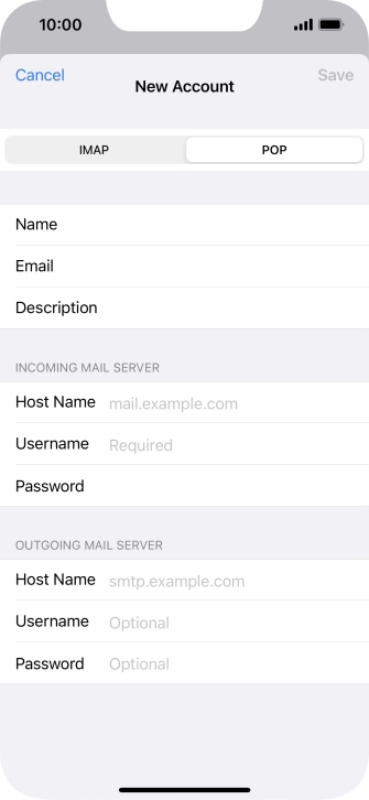 Press Host Name and key in the name of your email provider's incoming server.