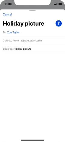 Press the text input field and write the text for your email message.