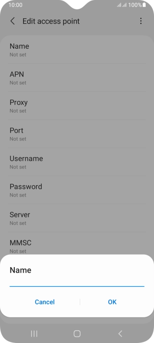 Key in Vodafone Internet and press OK.