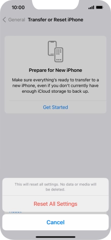 Press Reset All Settings. Press Reset All Settings.