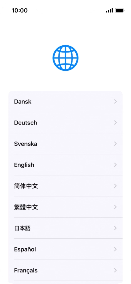 Press the required language.