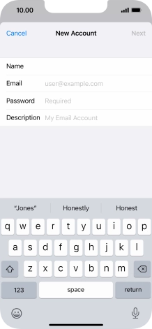 Press Email and key in your email address.
