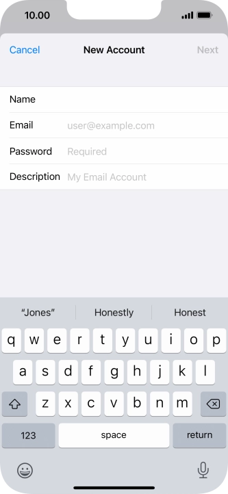 Press Email and key in your email address.