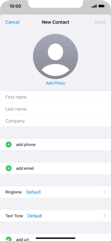 Press First name and key in the first name.