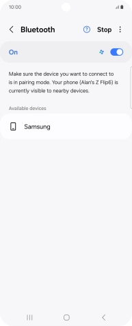 Press the required Bluetooth device and follow the instructions on the screen to pair the device with your phone. Press the required Bluetooth device and follow the instructions on the screen to pair the device with your phone.