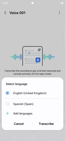 Press the recorded language.