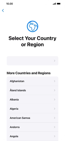 Press the required country or area.